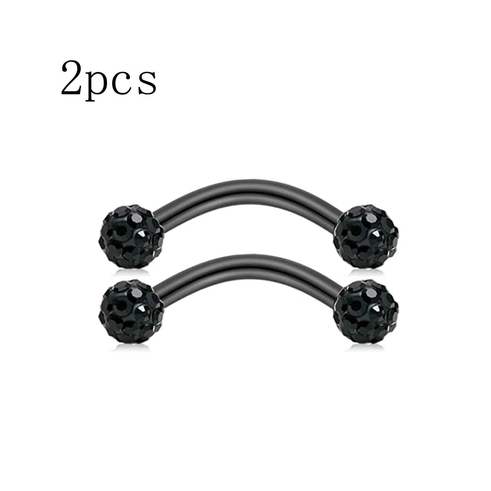 16G Curved Barbell Eyebrow Rings Piercing Surgical Steel Daith Rook Earring Piercing Jewelry for Women Men 6mm 8mm 10mm Black