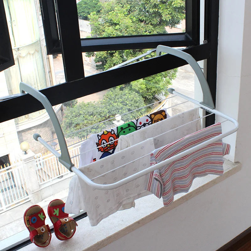 1PC Foldable Storage Clothes Hanger Clothes Hanger Balcony Hanging Socks and Shoes Hanger Multi Functional Towel Hanger