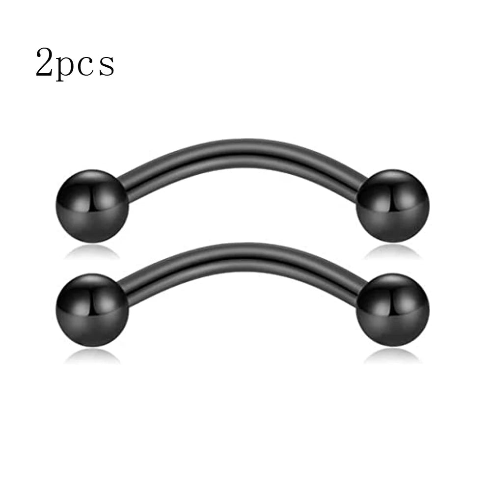 16G Curved Barbell Eyebrow Rings Piercing Surgical Steel Daith Rook Earring Piercing Jewelry for Women Men 6mm 8mm 10mm Black